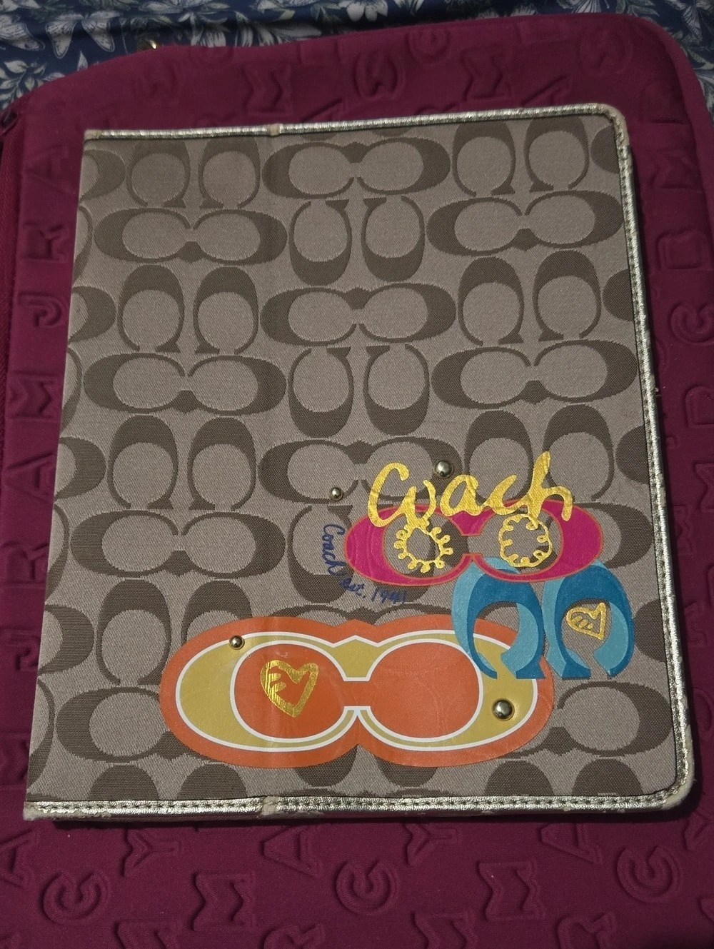 Coach Poppy Signature iPad Case Brown & Pink
